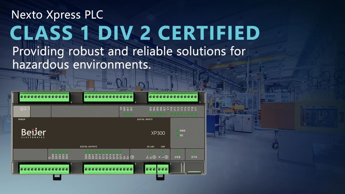 北尔电子Nexto Xpress PLC获得Class 1 Div 2认证