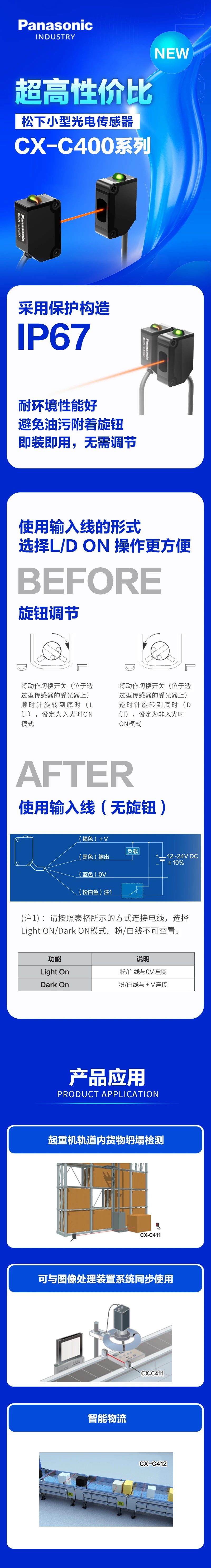 松下小型光电传感器CX-C400系列全新上市！