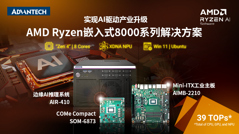研华新品搭载最新 AMD Ryzen 嵌入式 8000 系列处理器, 驱动AI 智能新篇章